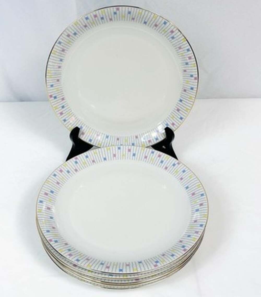 Vintage Winterling Bavaria 10" Plates WIG360 MCM Pastel Geometric Retro 1960s
